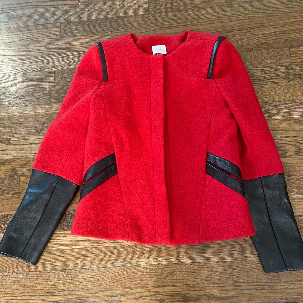 Parker jacket with leather detail